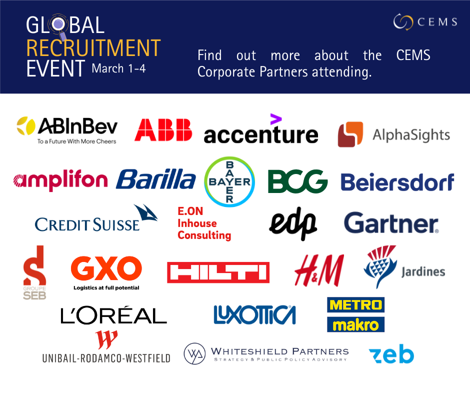 CEMS Global Recruitment Event - Corporate Partners confirmed