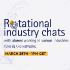 This is a grey and white background with yellow and blue text, indicating the important dates of this event. It includes two hands in dotted connecting around a world (in dots). 