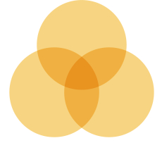 This is a picture of the CEMS DACH Forum. It has a white background, and 3 yellow circles fusing into each other. It symbolizes the 3 DACH countries participating.