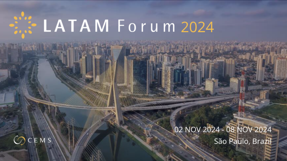 This is a picture of Sao Paulo, with the title LATAM Forum 2024 and the date of the event.