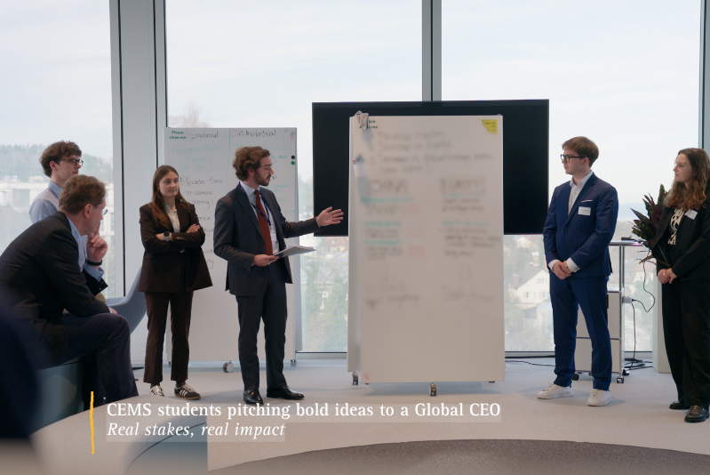 CEMS students pitching to a global CEO